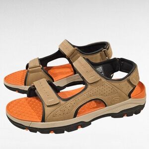 Skechers Men's Tresmen Garo Sandals Relaxed Fit Luxe Foam 204105 Tan Size 13